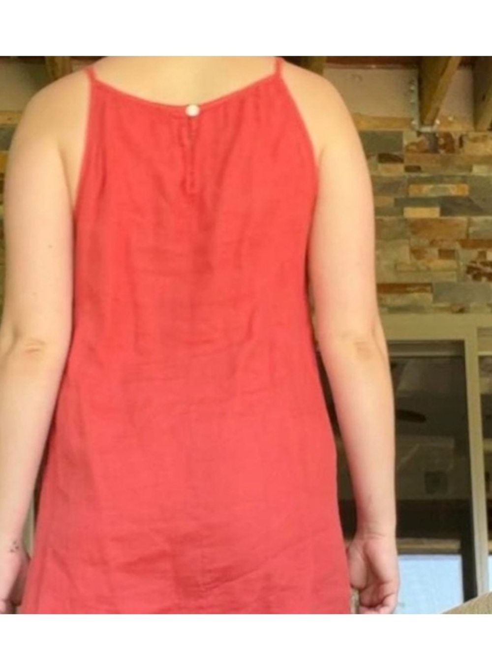 LUNGO L'ARNO Linen Dress Made in Italy Red Poppy Relaxed Minimalist size L - Picture 4 of 10